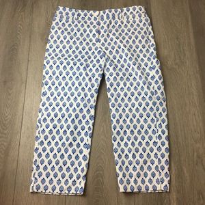 Talbots Perfect Skimmer Fan Foulard Pattern Slim Fit Blue White Size 6